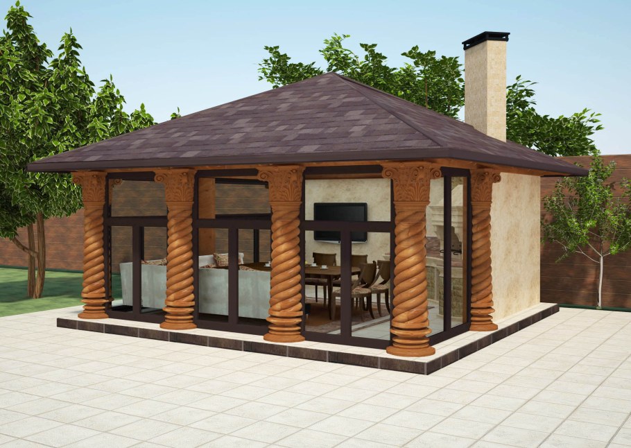 Беседка 3х4 застекленная Оазис Строй