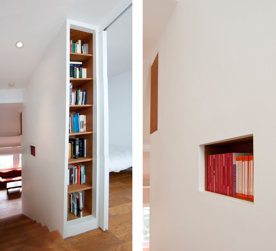 Книжный встроенный в нишу стеллаж