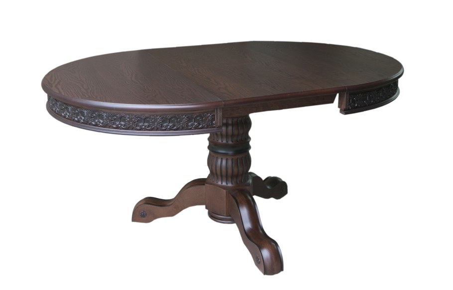 Стол круглый "Милорд" (110х160) темный орех + патина черная