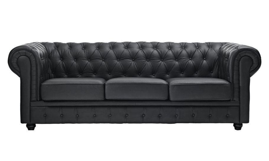 Диван Честерфилд черной кожи