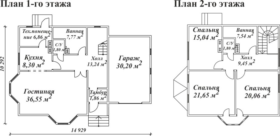 Чертеж двухэтажного дома с гаражом и мансардой