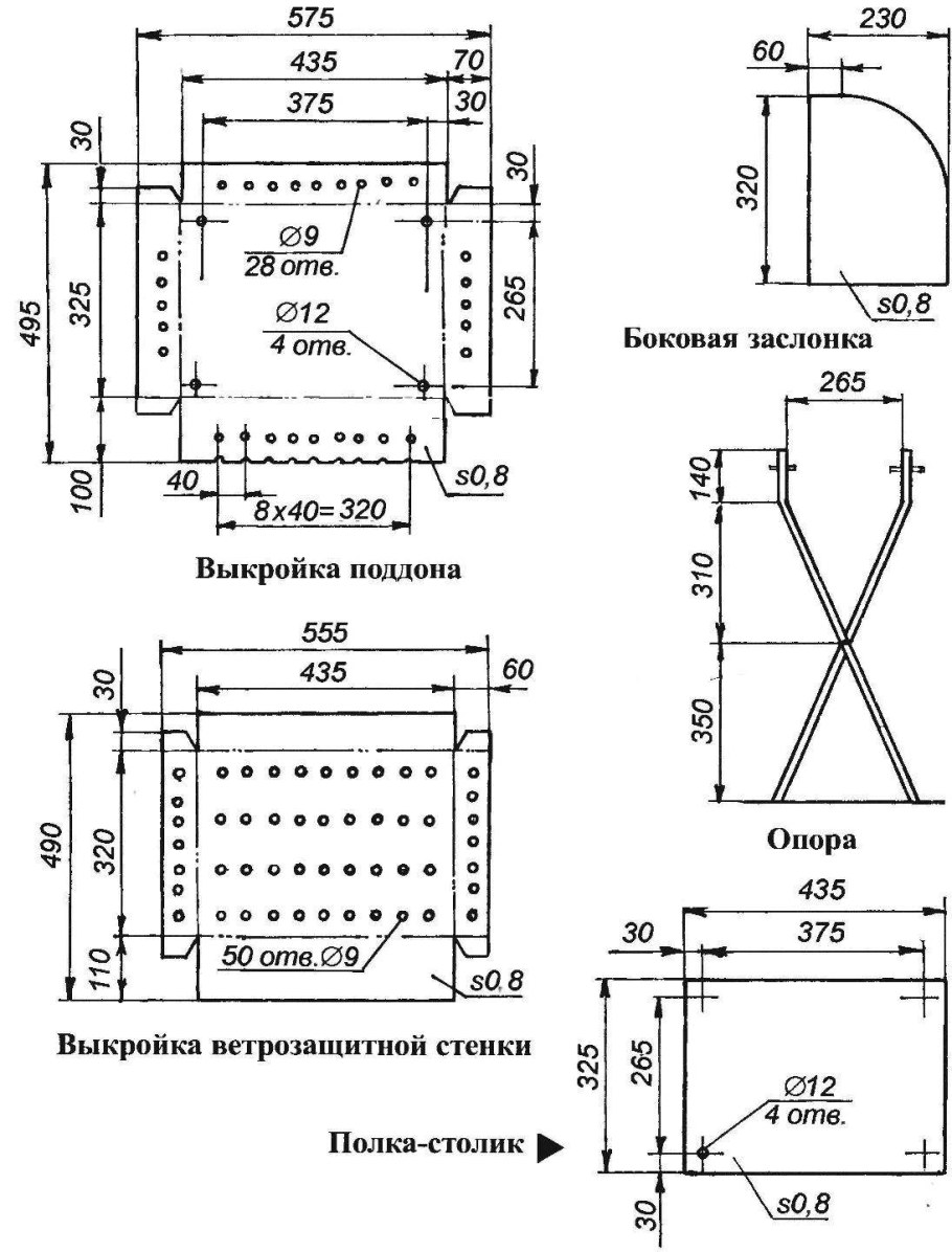 Мангал с крышей Лайт 1700х1250х2300 мм