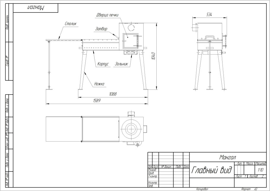 Мангал разборный Размеры