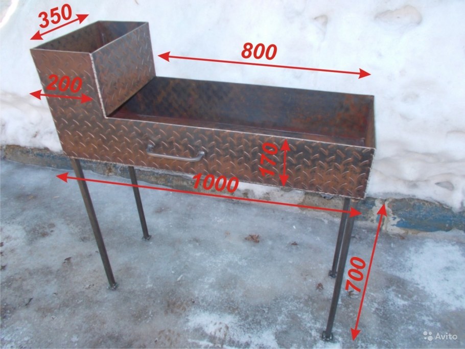 Разборный мангал чертеж 270мм 400мм