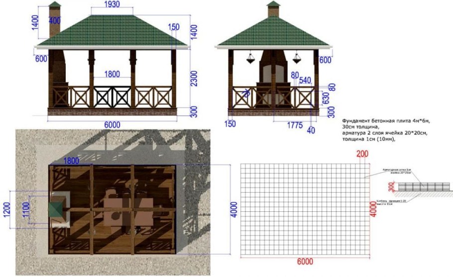 Беседка с мангальной зоной проекты чертежи