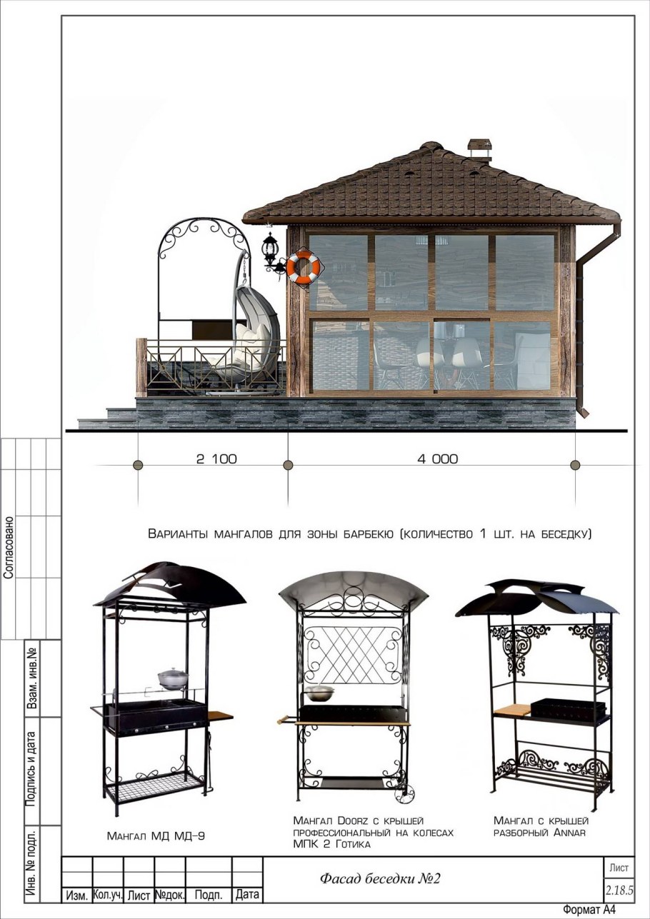 Проект закрытой беседки с мангалом чертежи с размерами
