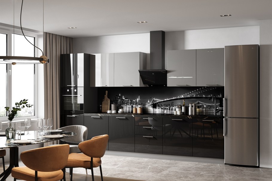 Серая матовая кухня