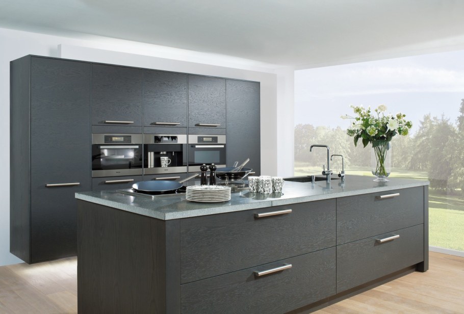 Кухня графит ручки gola