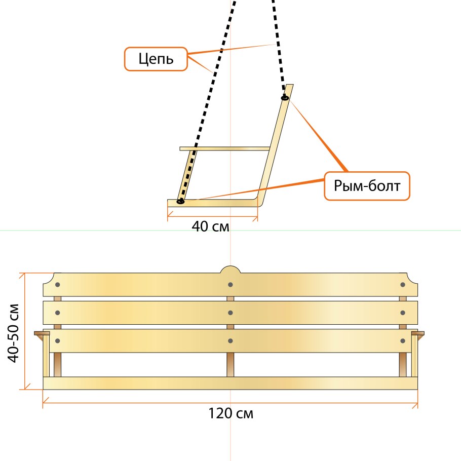 Качели детские схема чертеж