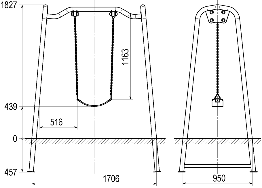 Чертеж детской качели