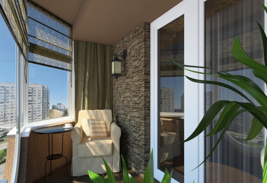 Витражные окна на балконе