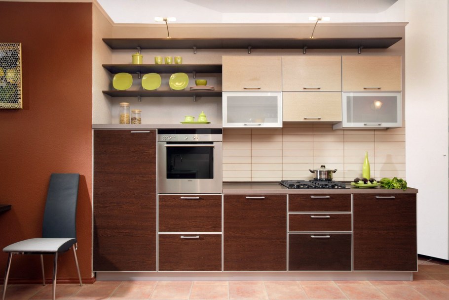 Кухонный гарнитур с открытыми полками