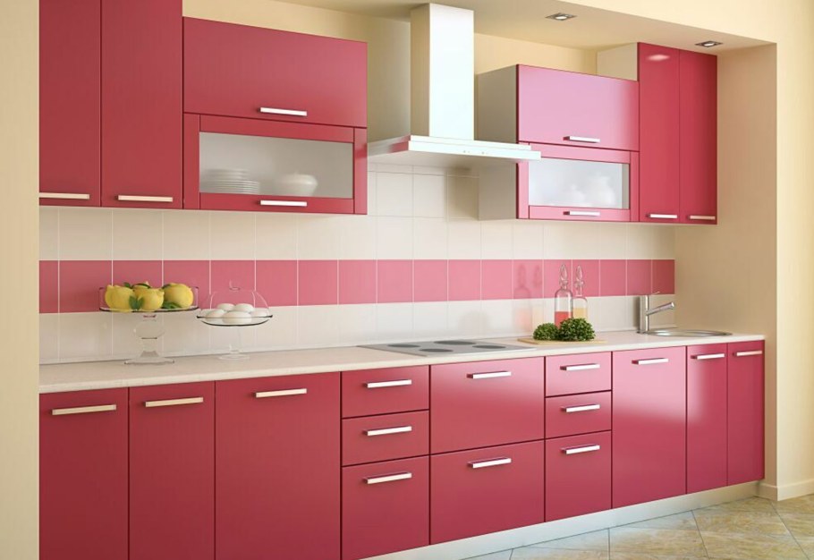 Розовые кухонные гарнитуры