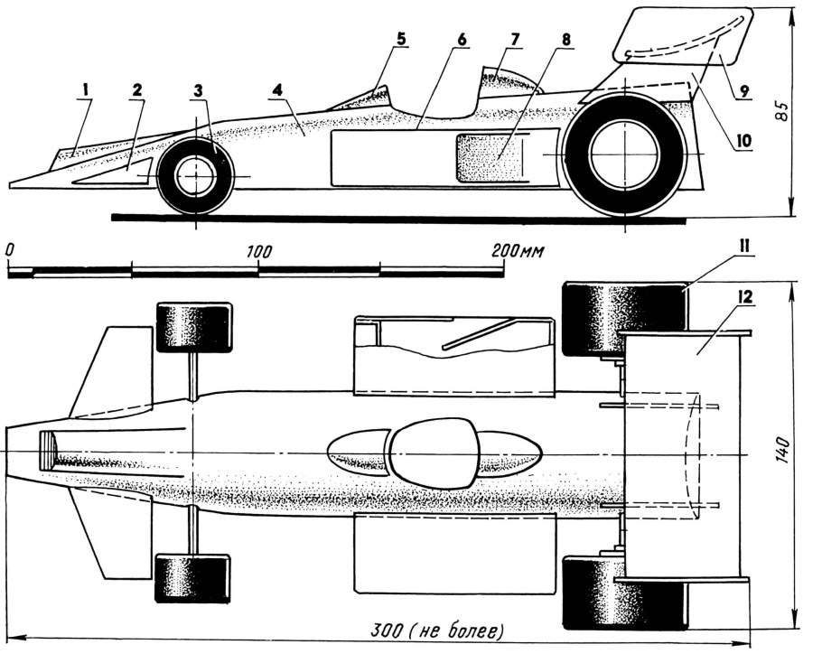 Машинка резиномотор РМ-1 чертеж