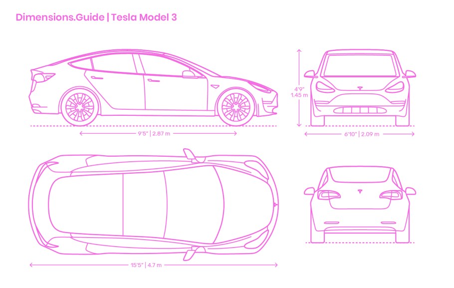 Tesla model 3 чертеж