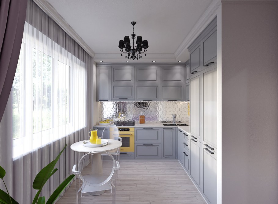 Кухня 7кв м в панельном доме Неоклассика