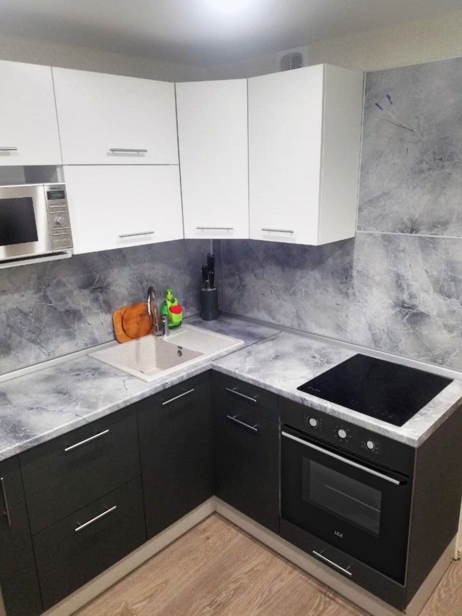 Малогабаритная кухня серая