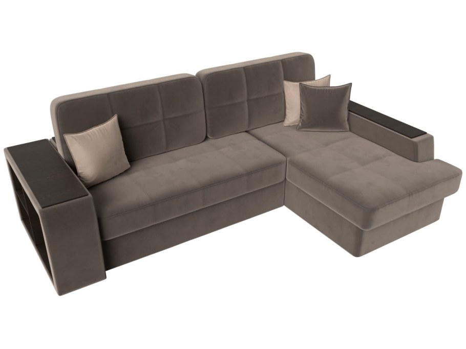 Диван Брюссель 3р+1 Dollar, Bellagio Mocca, кожа, вариант 2, седафлекс 10 м, правый