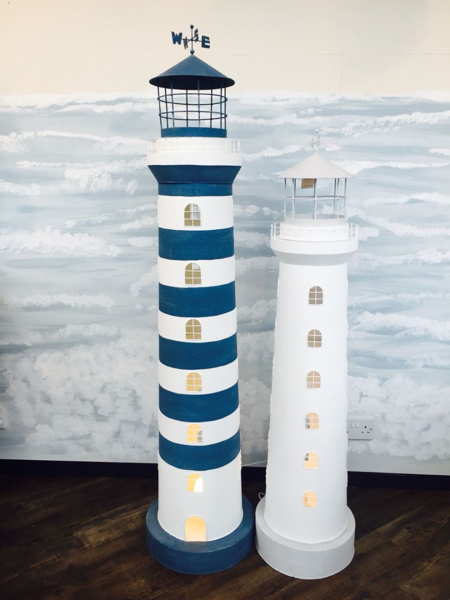 Маяк лампа, бело-коричневый