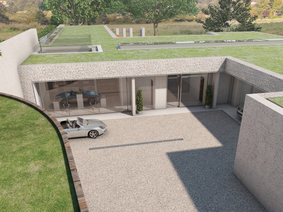 Одноэтажный дом с подземным гаражом