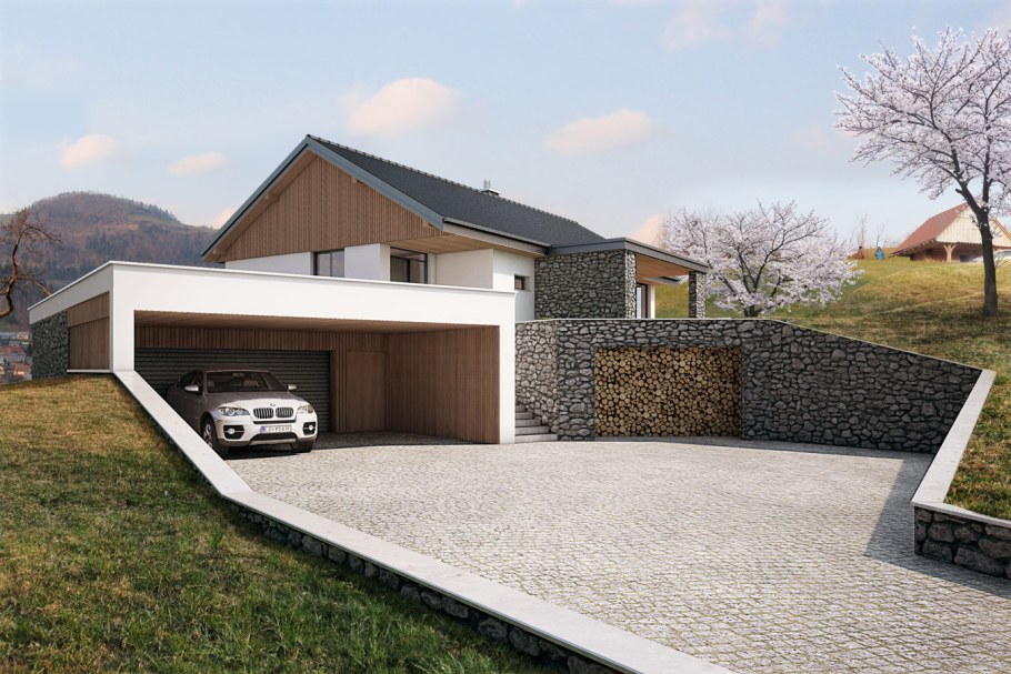 Дом на склоне с гаражом