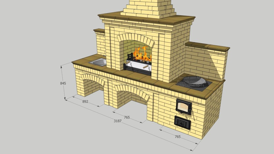 Стационарный мангал порядовка барбекю