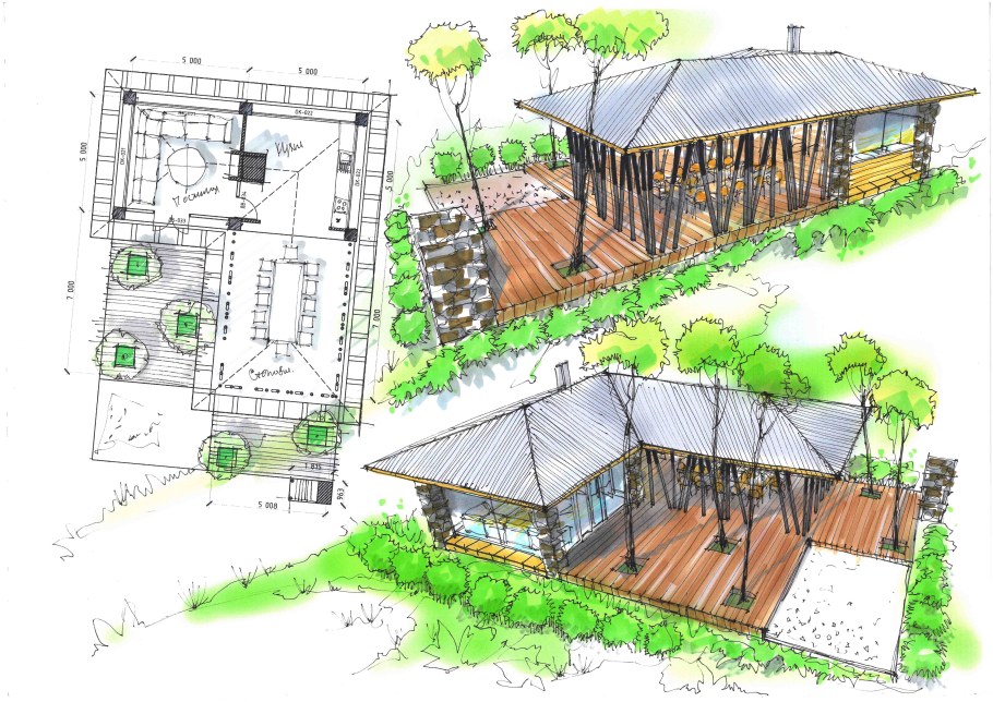 Беседка с мангальной зоной планировка