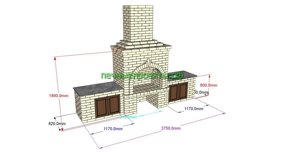 Барбекюшница угловая из кирпича чертежи