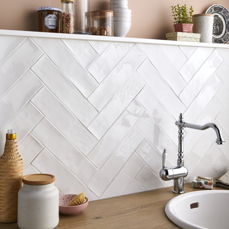 Настенная плитка Colours Trentie, 20 х 10 см белая