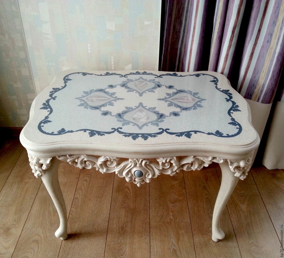 Журнальный столик инкрустация камнями