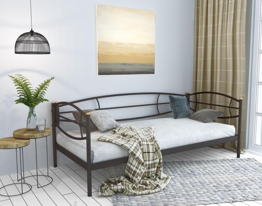 Кушетка Аура (90х200/металлическое основание) черный