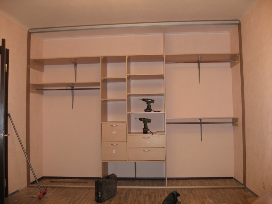 Наполнение шкафа купе 3 метра 4 двери с размерами