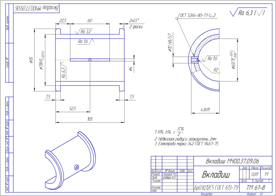 Чертежи сопряжения деталей с сопряжением