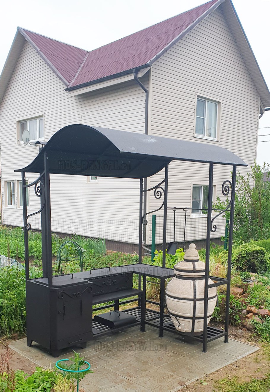 Зона барбекю с перголой