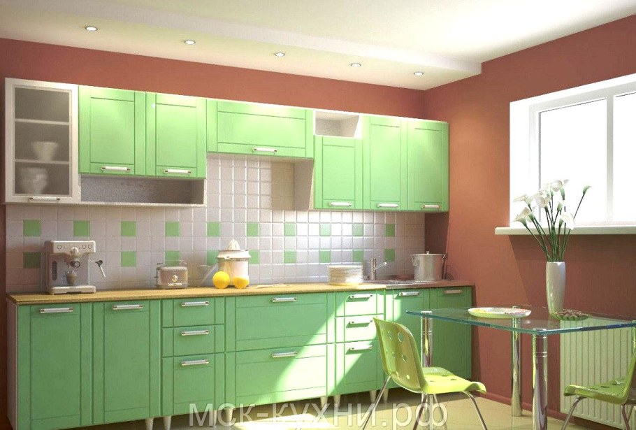 Фартук для кухни зеленого цвета