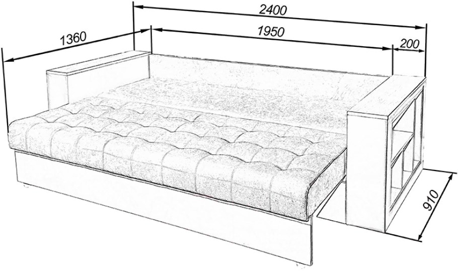 Размер спального места дивана