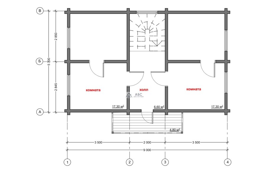 Планировка дома 7 на 8 одноэтажный с двумя спальнями