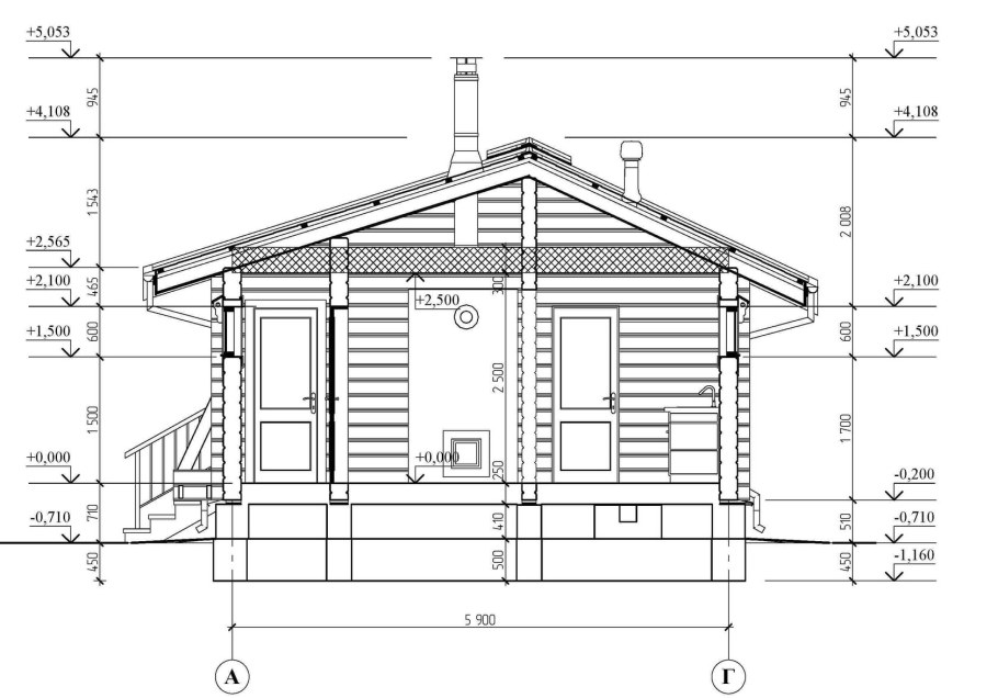 Чертеж односкатного навеса из дерева