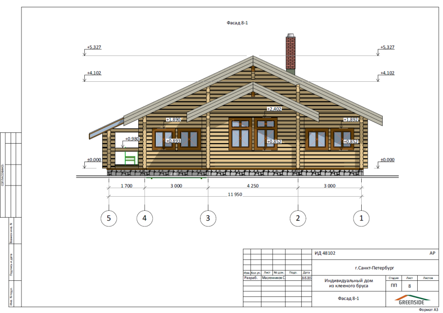 Дом из бруса сбоку схема