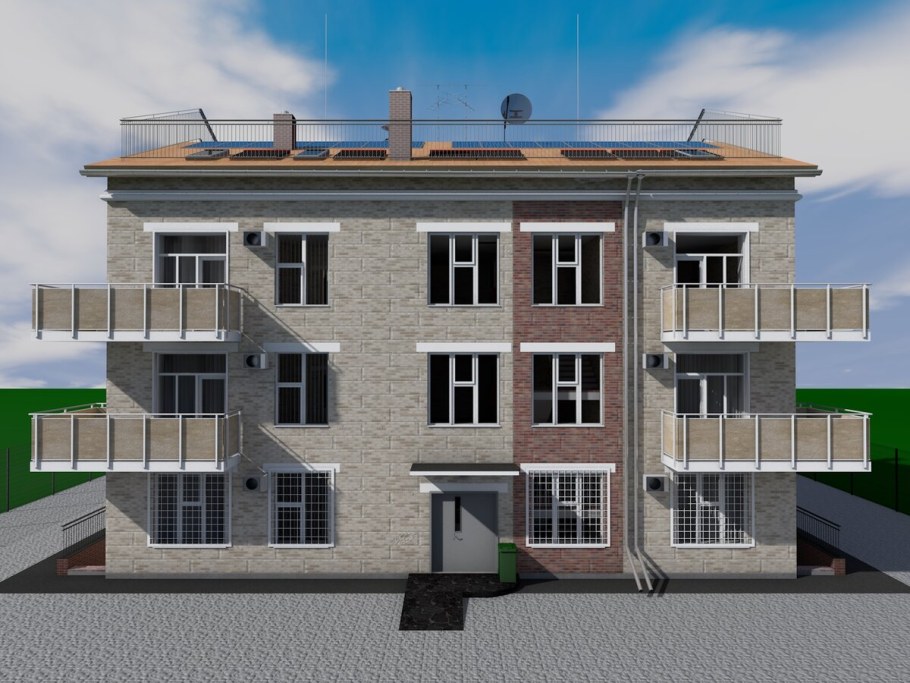 Трехэтажный многоквартирный дом