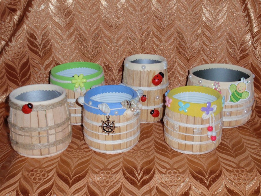 Бочонок из прищепок