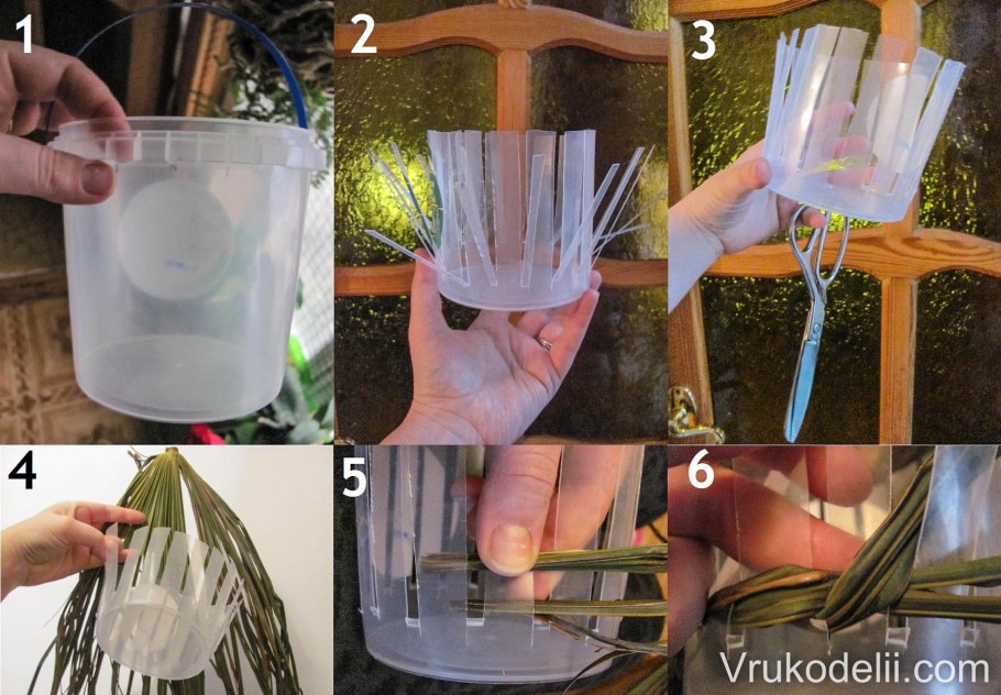 Плетеный вазон из пластиковых бутылок