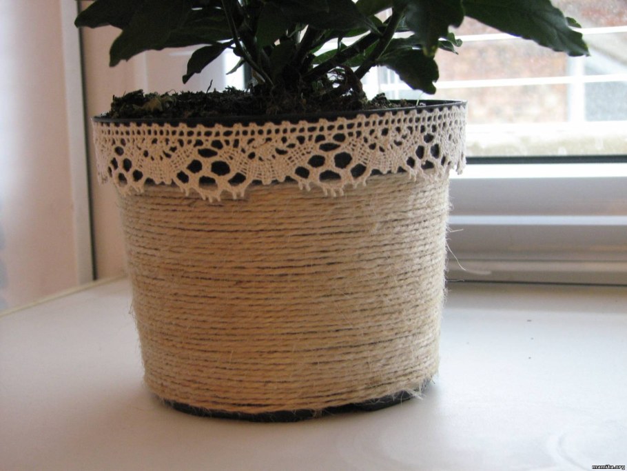 Декор ведра под цветочный горшок