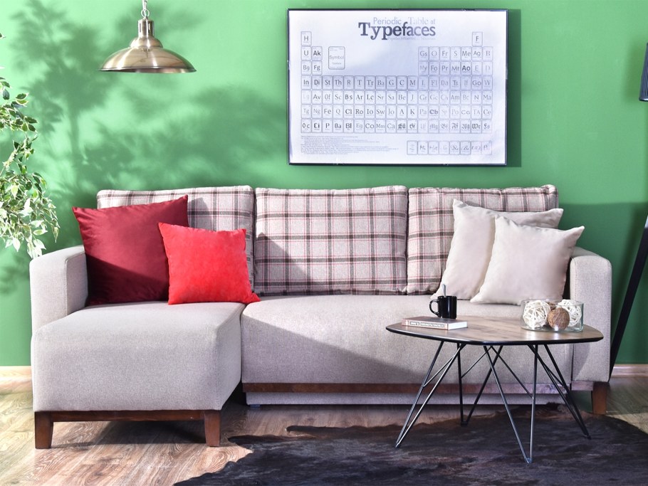 Серый модульный диван в интерьере