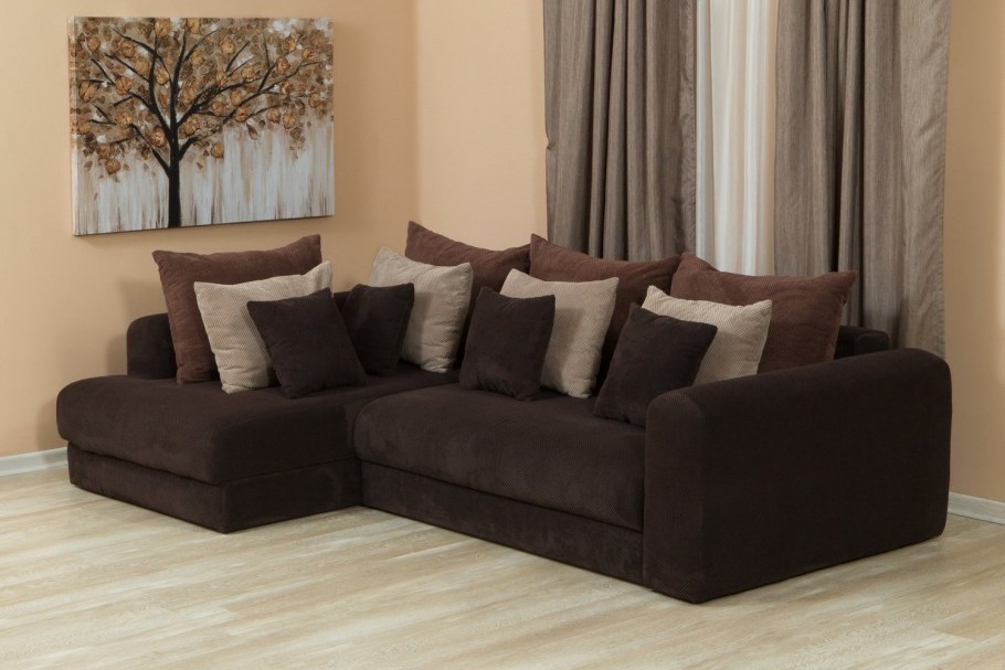 Диван угловой коричневый велюр Hoff