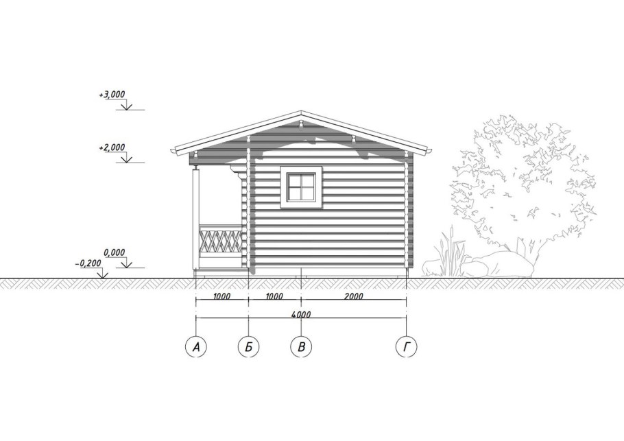 Чертёж сарая 3х4 односкатная
