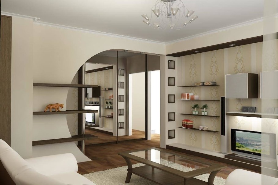 Перегородка между прихожей и гостиной