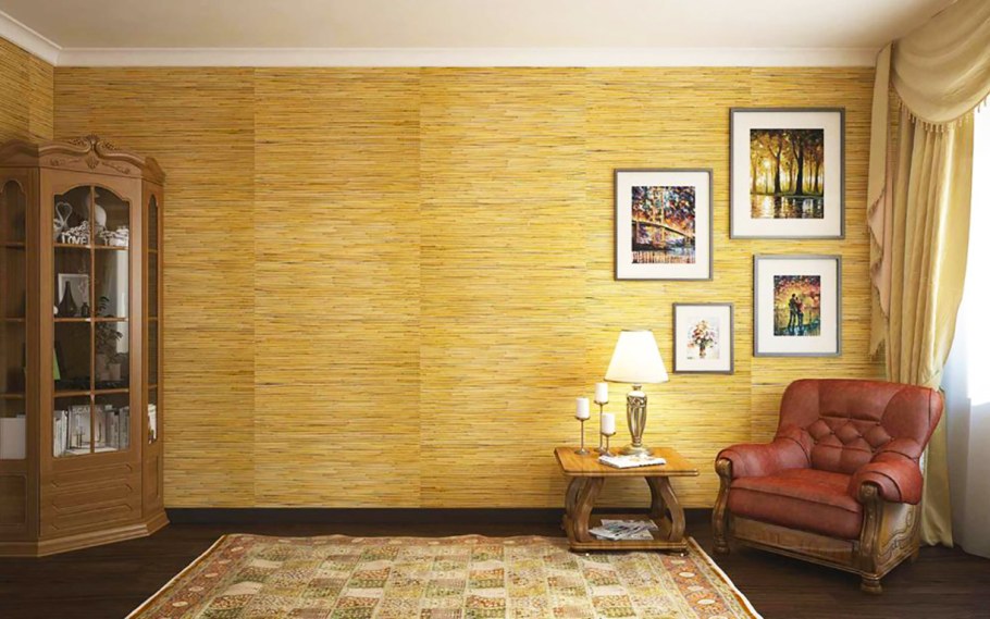 Отделка стен бамбуковым полотном