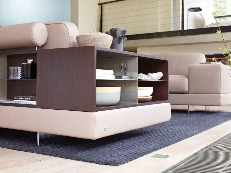 Диван с полками и столиком