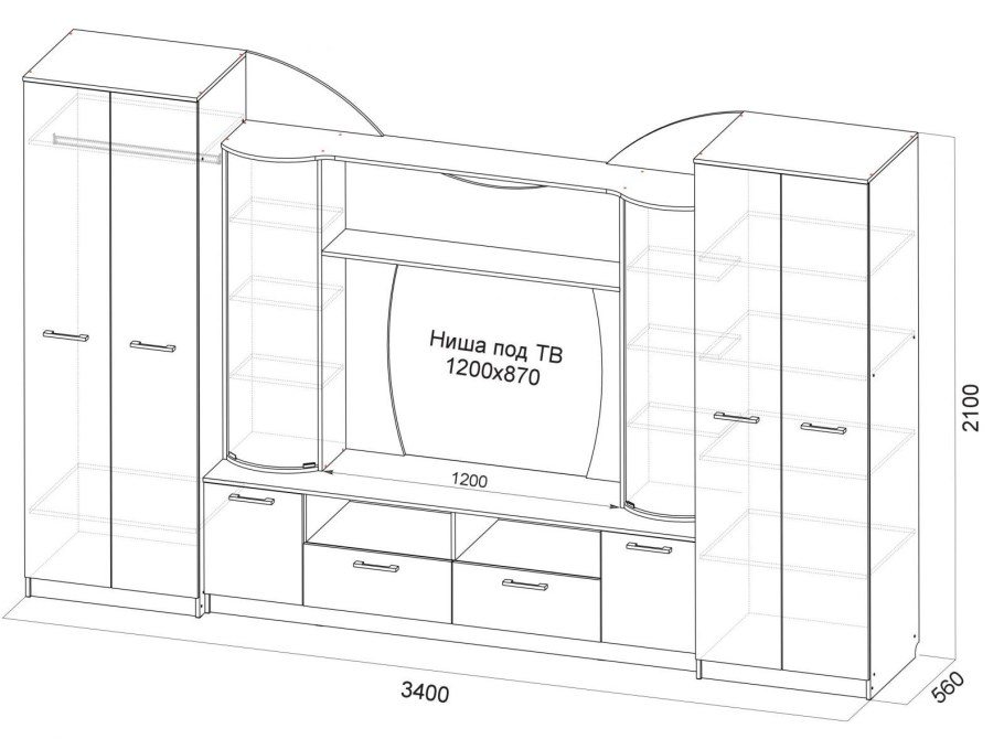 Гостиная 8 св мебель Анкор светлый/ясень Анкор стенка